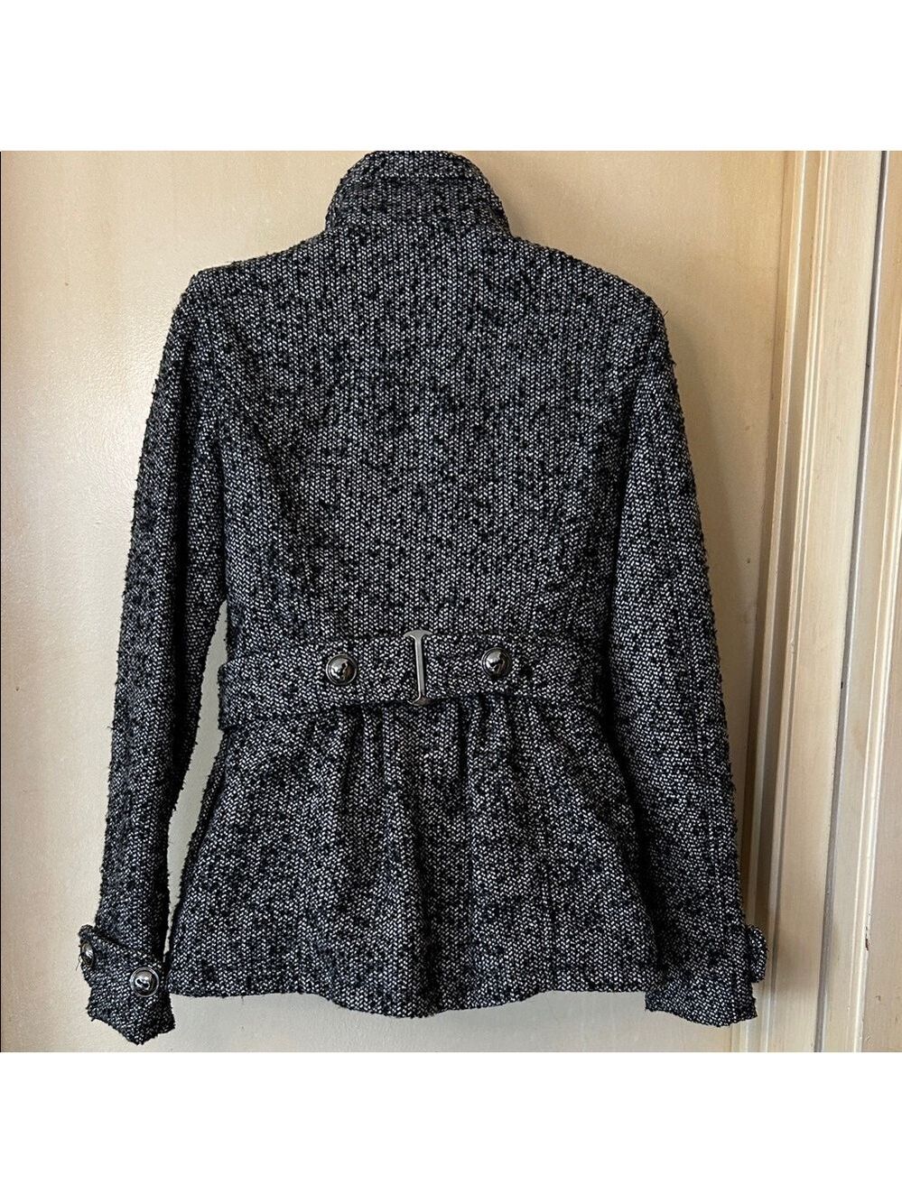 Pink Envelope Black and WhiteTweed Pea Coat size M - Picture 7 of 12